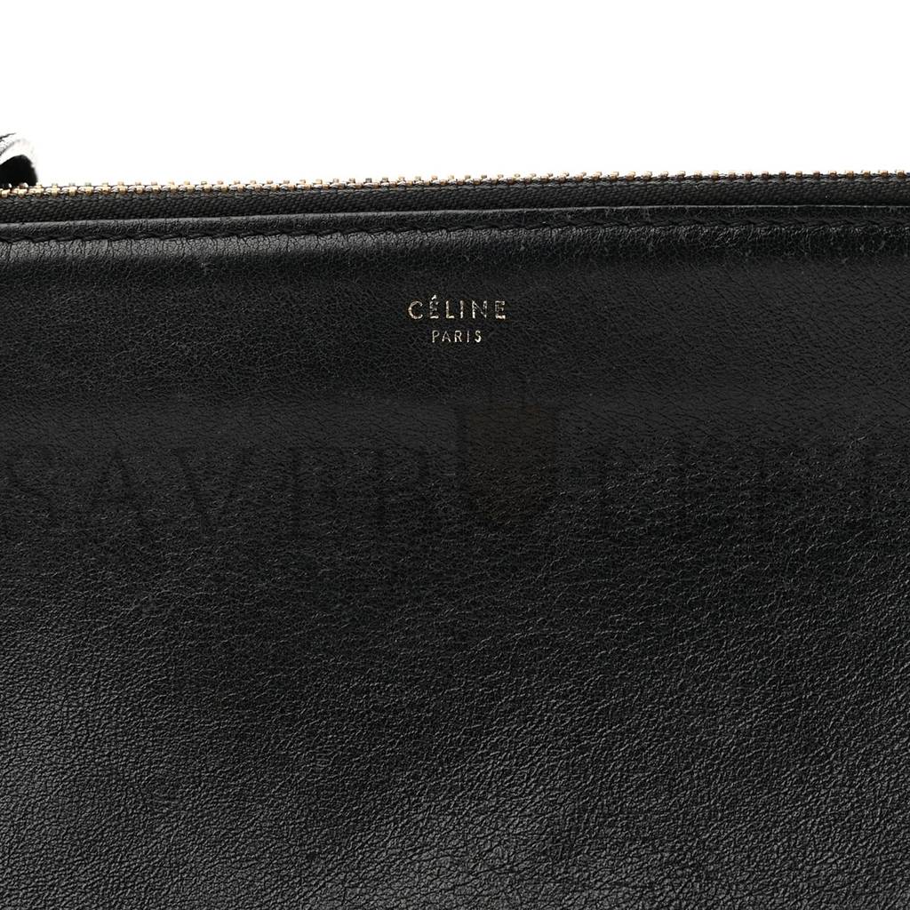 CELINE LAMBSKIN SMALL TRIO CROSSBODY BAG BLACK (22*14*4cm) CELINE LAMBSKIN SMALL TRIO CROSSBODY BAG BLACK (22*14*4cm)