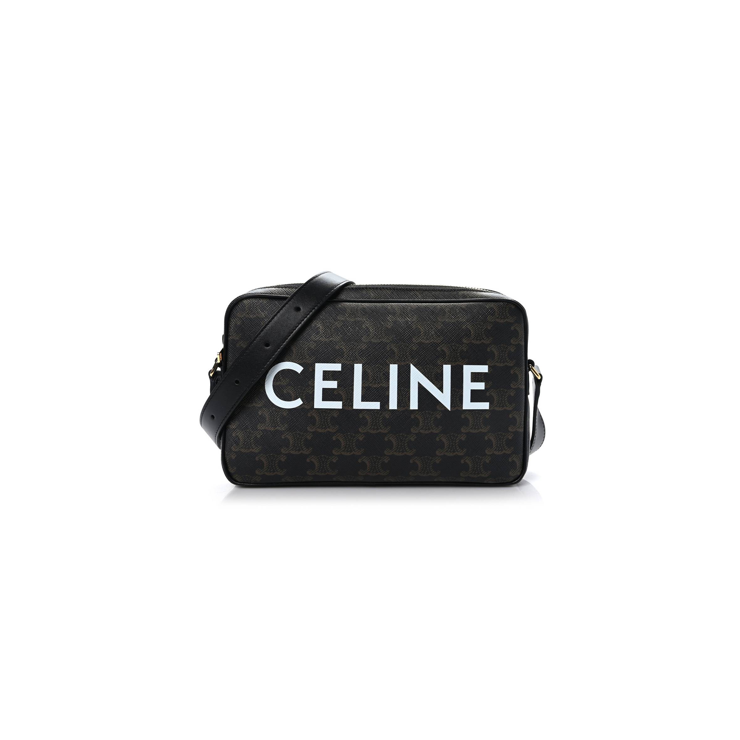 CELINE TRIOMPHE CANVAS MEDIUM MESSENGER BAG BLACK (23*15*4cm) CELINE TRIOMPHE CANVAS MEDIUM MESSENGER BAG BLACK (23*15*4cm)