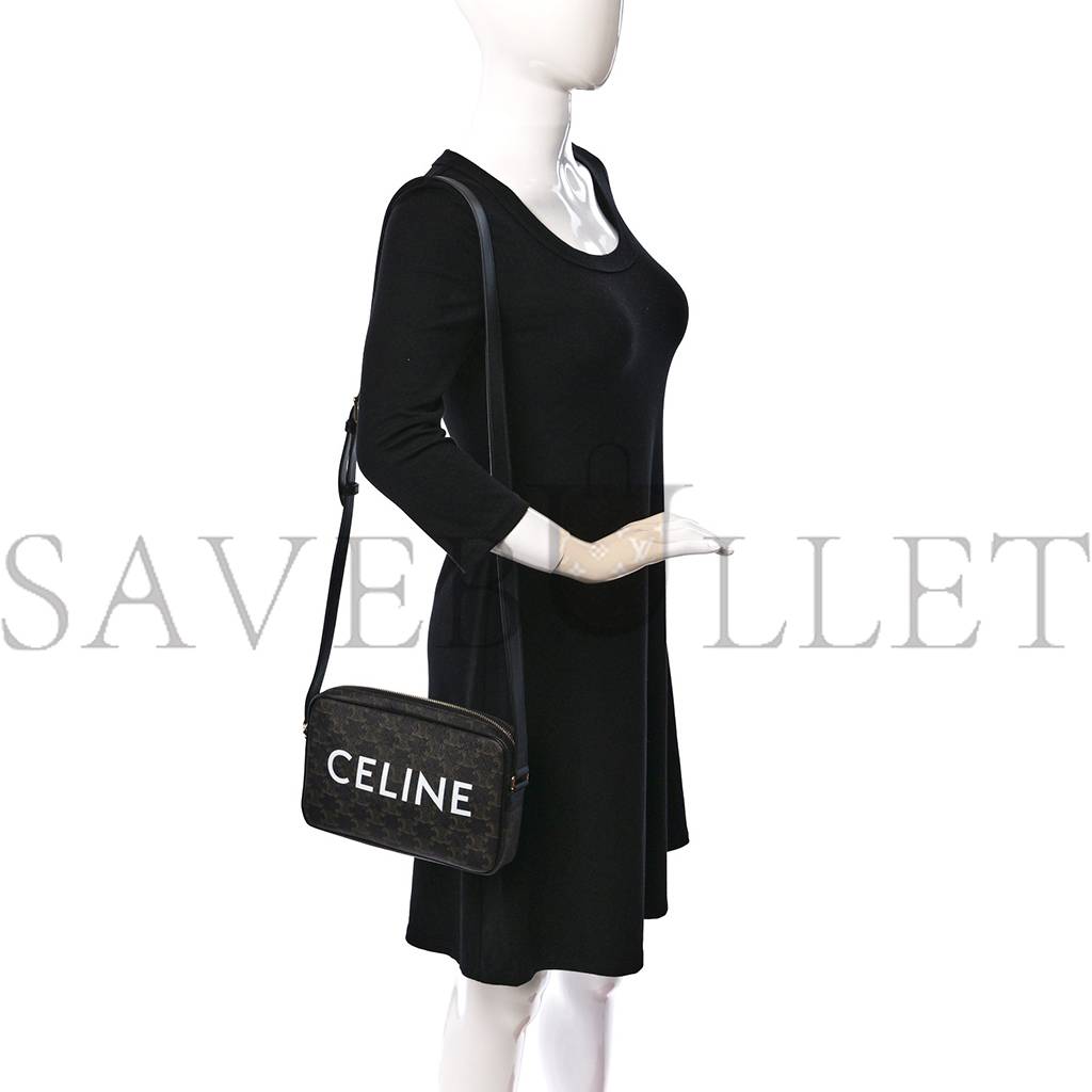 CELINE TRIOMPHE CANVAS MEDIUM MESSENGER BAG BLACK (23*15*4cm) CELINE TRIOMPHE CANVAS MEDIUM MESSENGER BAG BLACK (23*15*4cm)