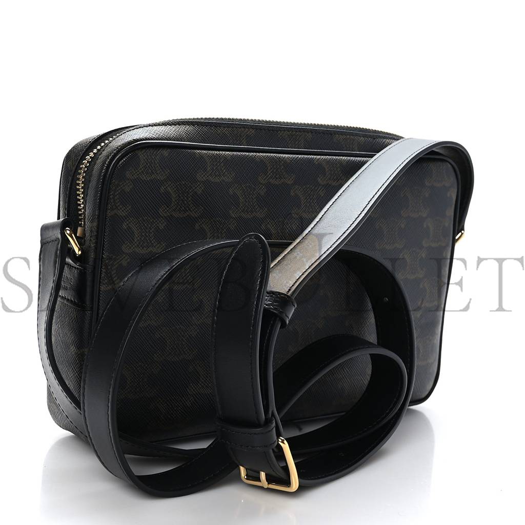 CELINE TRIOMPHE CANVAS MEDIUM MESSENGER BAG BLACK (23*15*4cm) CELINE TRIOMPHE CANVAS MEDIUM MESSENGER BAG BLACK (23*15*4cm)