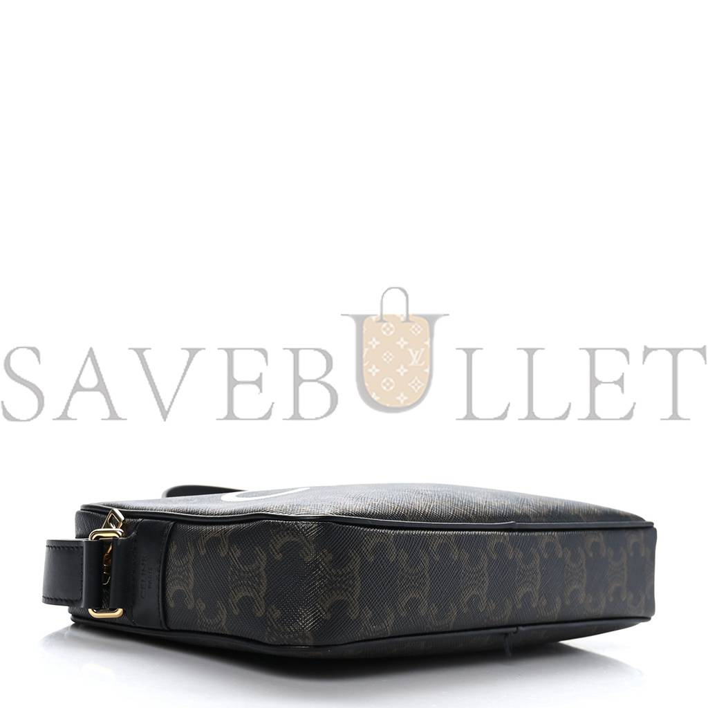 CELINE TRIOMPHE CANVAS MEDIUM MESSENGER BAG BLACK (23*15*4cm) CELINE TRIOMPHE CANVAS MEDIUM MESSENGER BAG BLACK (23*15*4cm)