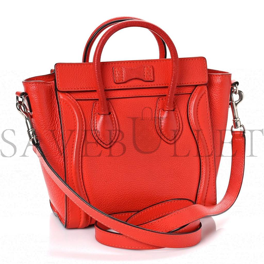 CELINE DRUMMED CALFSKIN NANO LUGGAGE VERMILLION (20*20*10cm) CELINE DRUMMED CALFSKIN NANO LUGGAGE VERMILLION (20*20*10cm)