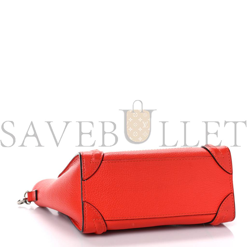 CELINE DRUMMED CALFSKIN NANO LUGGAGE VERMILLION (20*20*10cm) CELINE DRUMMED CALFSKIN NANO LUGGAGE VERMILLION (20*20*10cm)