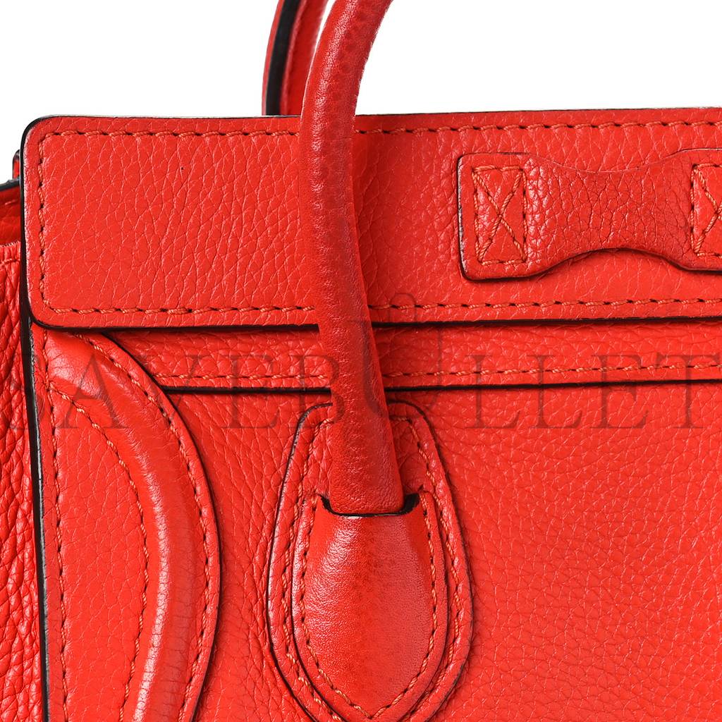 CELINE DRUMMED CALFSKIN NANO LUGGAGE VERMILLION (20*20*10cm) CELINE DRUMMED CALFSKIN NANO LUGGAGE VERMILLION (20*20*10cm)