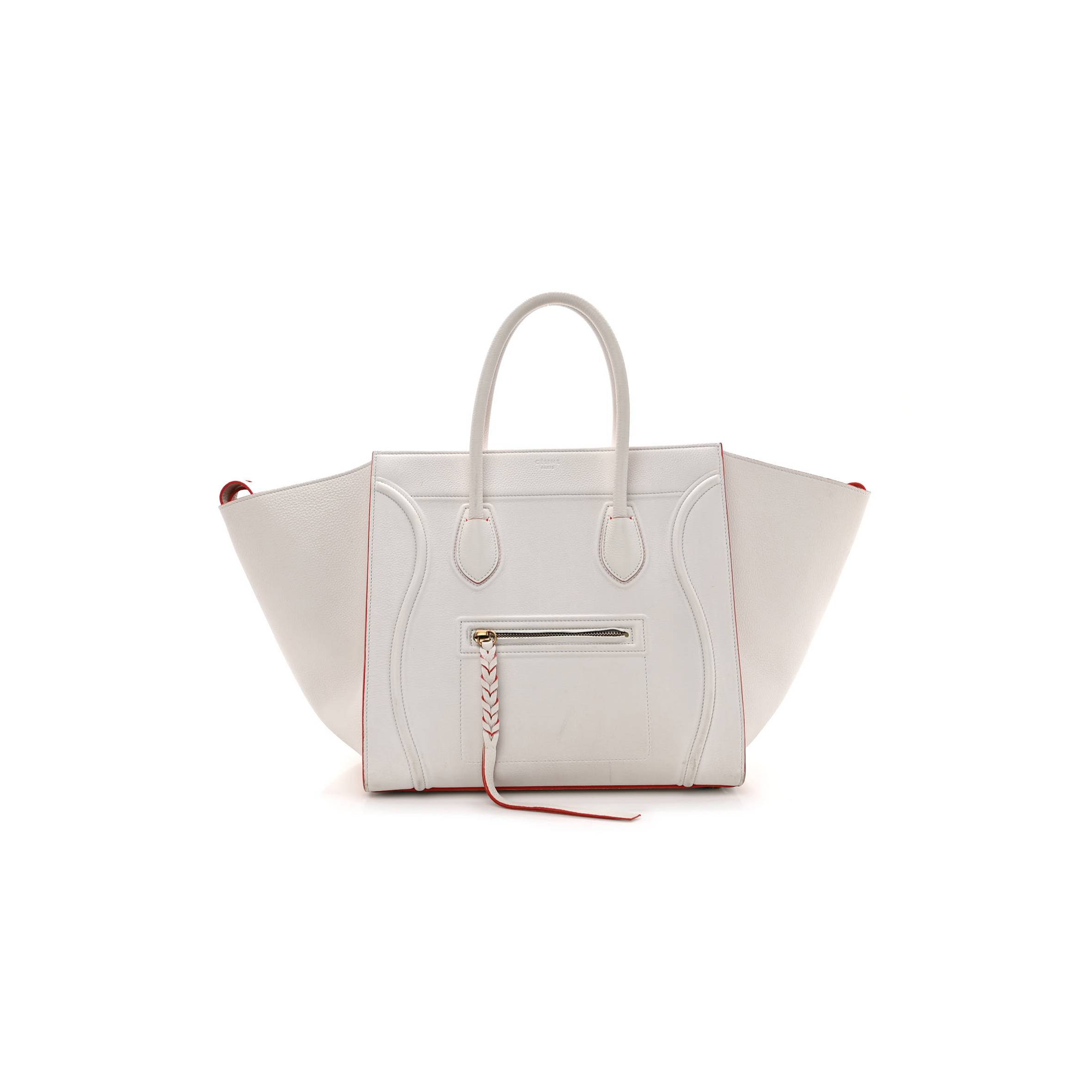 CELINE GRAINED CALFSKIN MEDIUM PHANTOM LUGGAGE WHITE (30*29*24cm) CELINE GRAINED CALFSKIN MEDIUM PHANTOM LUGGAGE WHITE (30*29*24cm)