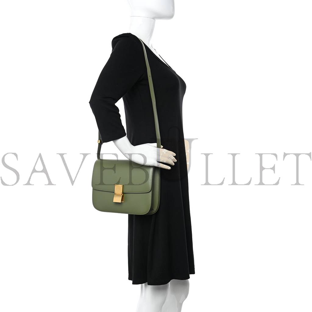 CELINE BOX CALFSKIN CLASSIC BOX MEDIUM FLAP BAG ARMY GREEN (23*18*6cm) CELINE BOX CALFSKIN CLASSIC BOX MEDIUM FLAP BAG ARMY GREEN (23*18*6cm)
