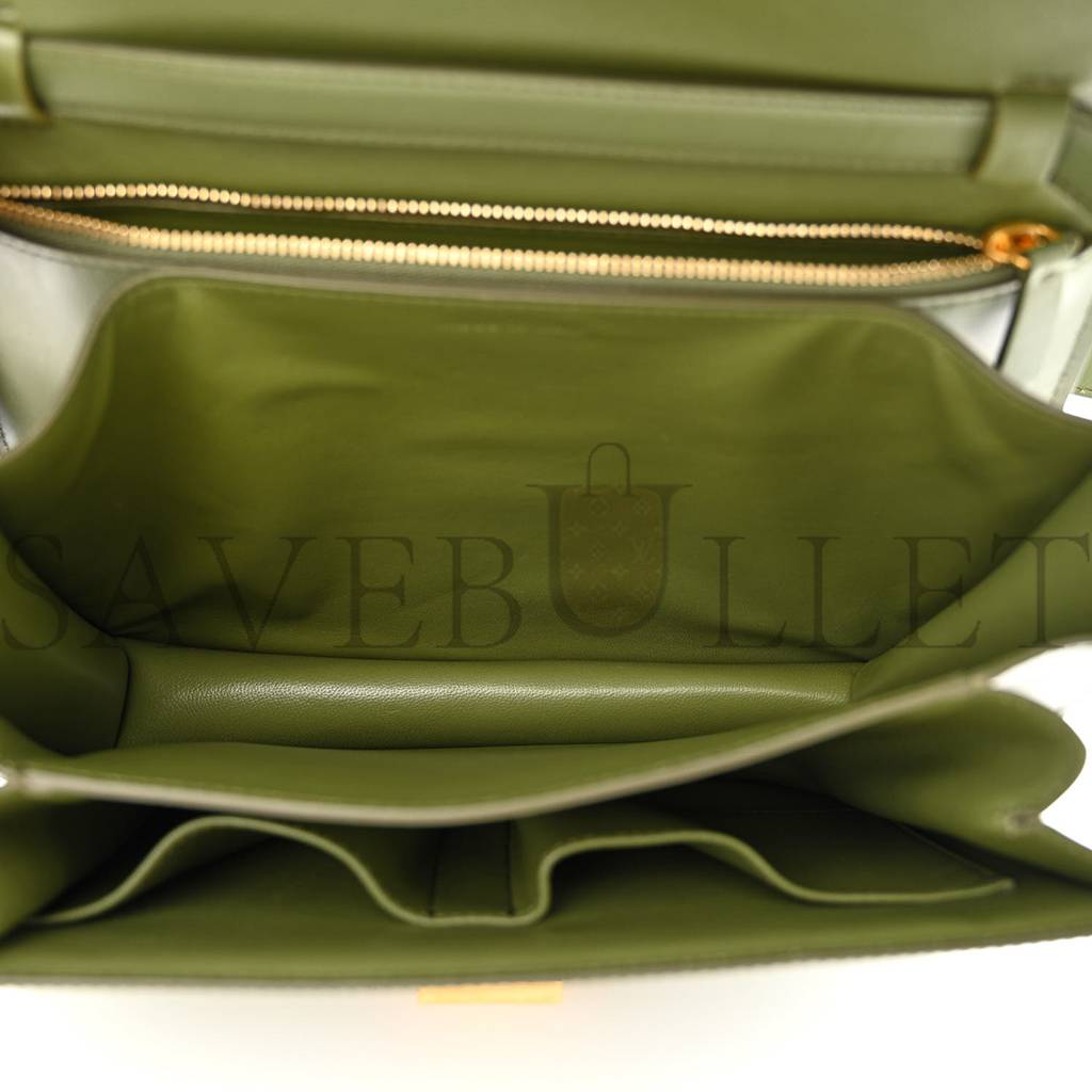 CELINE BOX CALFSKIN CLASSIC BOX MEDIUM FLAP BAG ARMY GREEN (23*18*6cm) CELINE BOX CALFSKIN CLASSIC BOX MEDIUM FLAP BAG ARMY GREEN (23*18*6cm)
