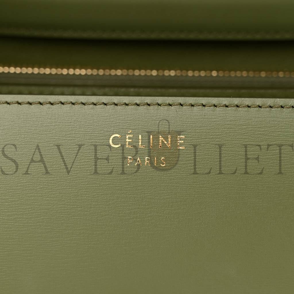 CELINE BOX CALFSKIN CLASSIC BOX MEDIUM FLAP BAG ARMY GREEN (23*18*6cm) CELINE BOX CALFSKIN CLASSIC BOX MEDIUM FLAP BAG ARMY GREEN (23*18*6cm)