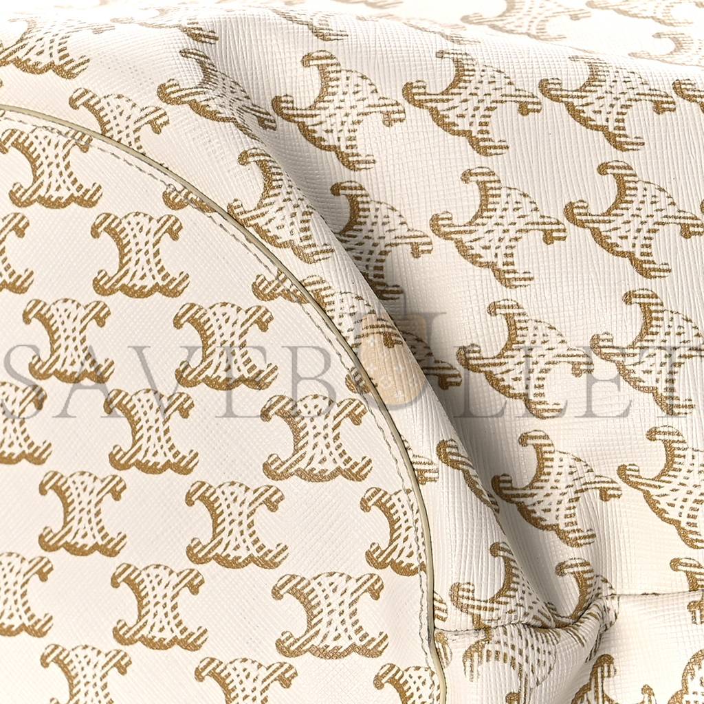 CELINE CALFSKIN CANVAS TRIOMPHE LARGE COUFFIN WHITE (31*23*20cm) CELINE CALFSKIN CANVAS TRIOMPHE LARGE COUFFIN WHITE (31*23*20cm)
