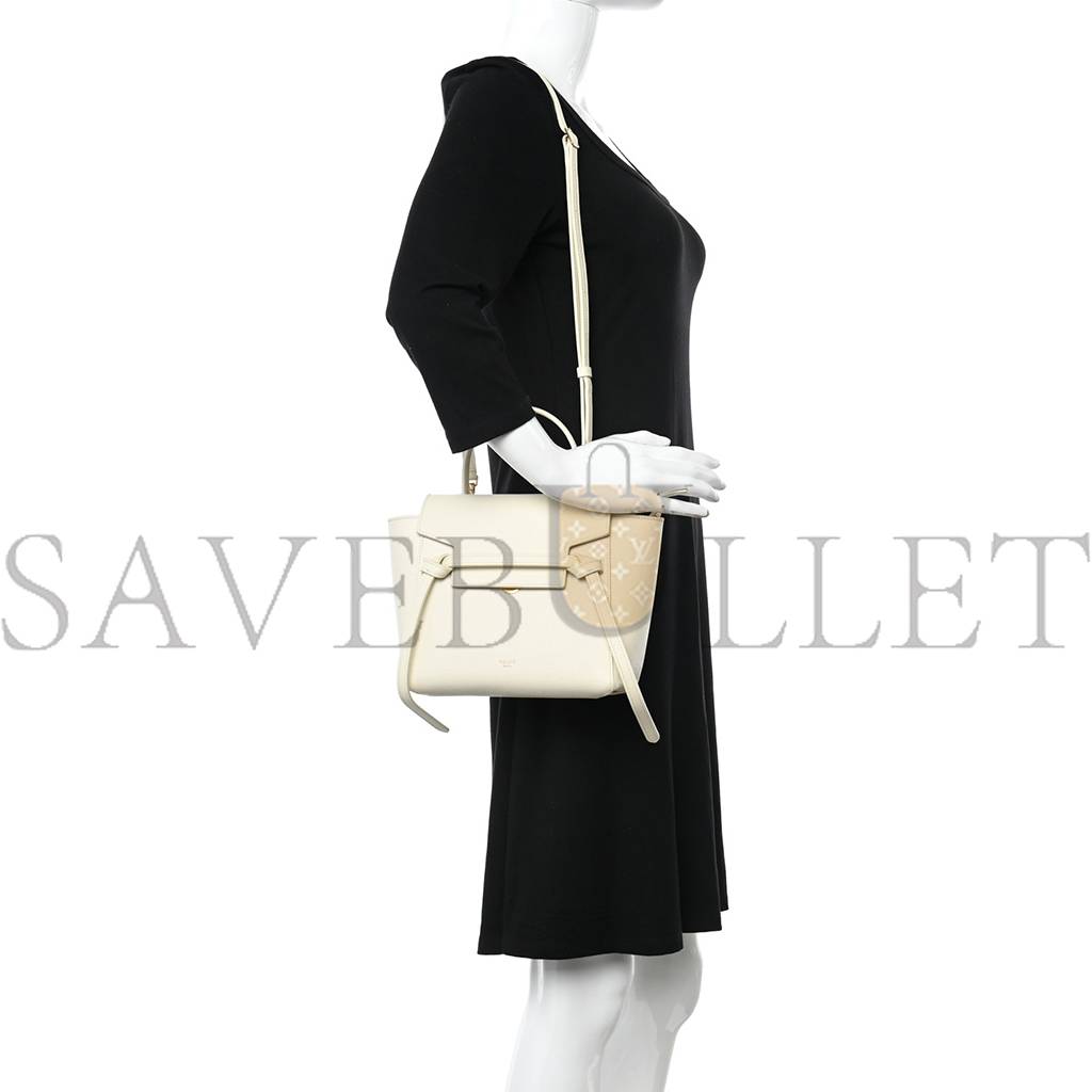 CELINE GRAINED CALFSKIN NANO BELT BAG WHITE (15*14*8cm) CELINE GRAINED CALFSKIN NANO BELT BAG WHITE (15*14*8cm)