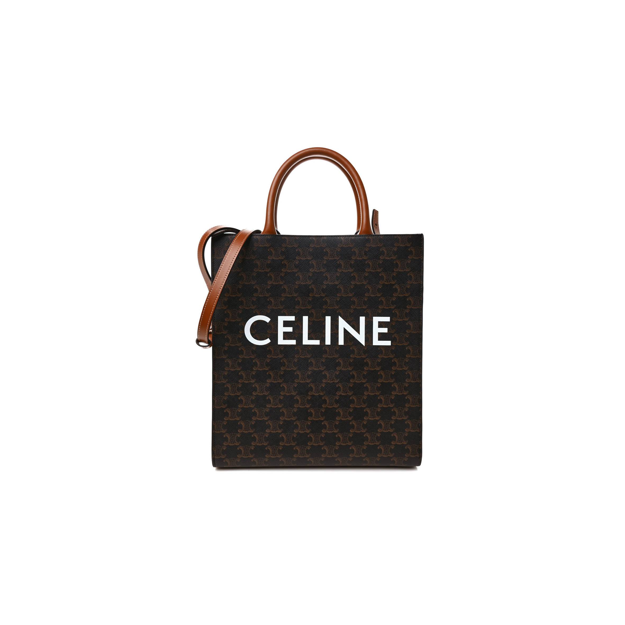 CELINE TRIOMPHE CANVAS CALFSKIN SMALL VERTICAL CABAS TAN (32*29*8cm) CELINE TRIOMPHE CANVAS CALFSKIN SMALL VERTICAL CABAS TAN (32*29*8cm)
