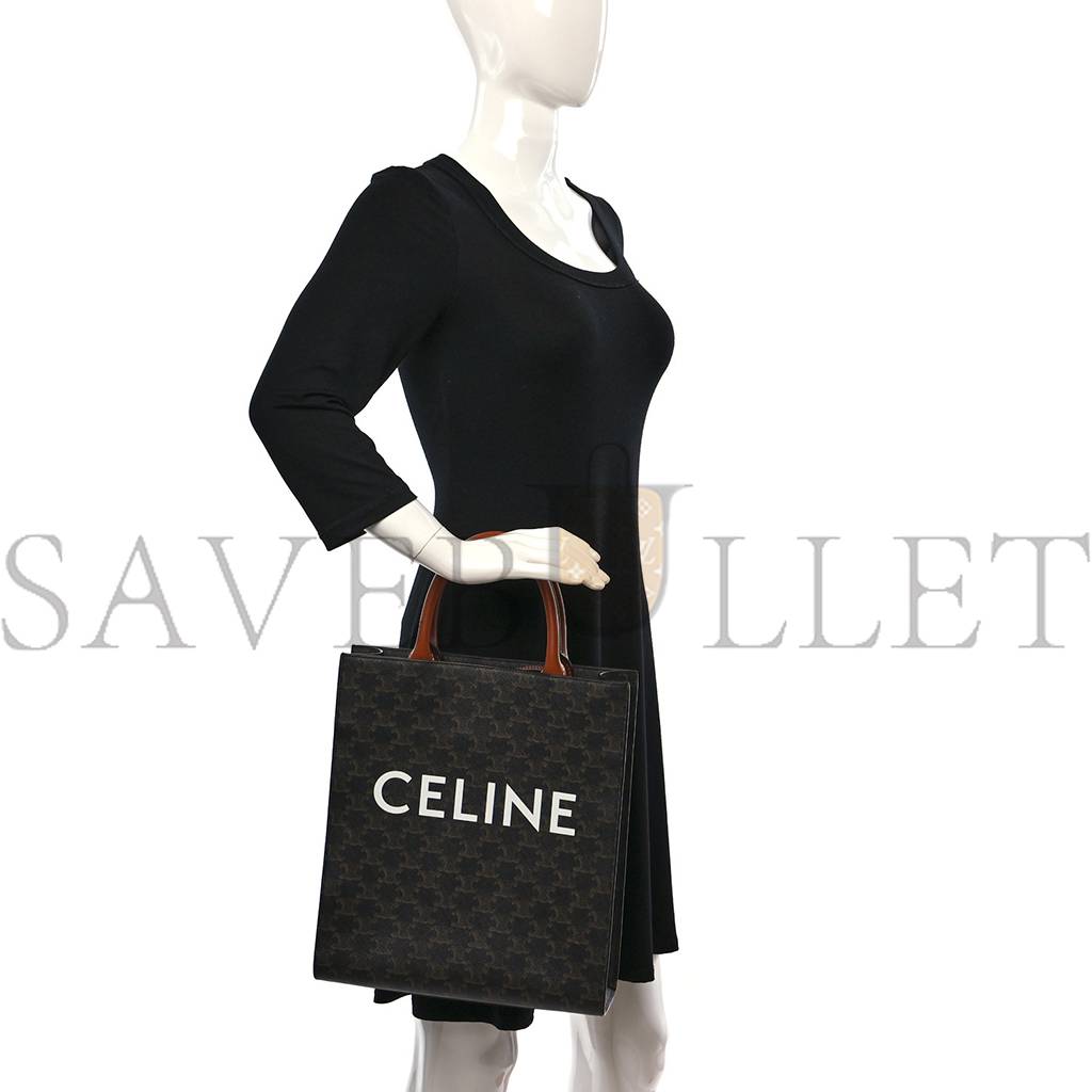 CELINE TRIOMPHE CANVAS CALFSKIN SMALL VERTICAL CABAS TAN (32*29*8cm) CELINE TRIOMPHE CANVAS CALFSKIN SMALL VERTICAL CABAS TAN (32*29*8cm)