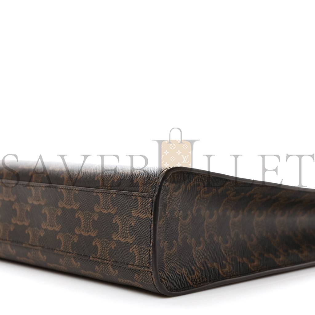 CELINE TRIOMPHE CANVAS CALFSKIN SMALL VERTICAL CABAS TAN (32*29*8cm) CELINE TRIOMPHE CANVAS CALFSKIN SMALL VERTICAL CABAS TAN (32*29*8cm)