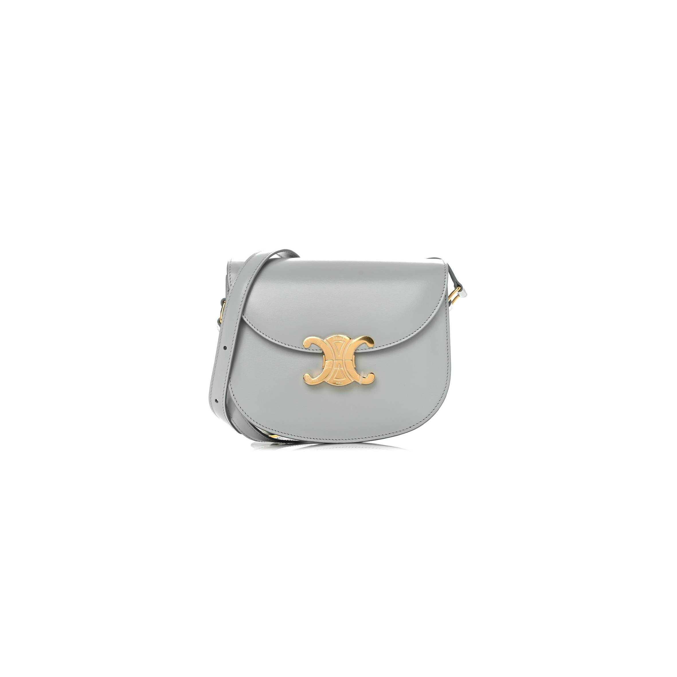 CELINE SHINY CALFSKIN TEEN BESACE CLEA TRIOMPHE BLUE GRAY (18*15*5cm) CELINE SHINY CALFSKIN TEEN BESACE CLEA TRIOMPHE BLUE GRAY (18*15*5cm)