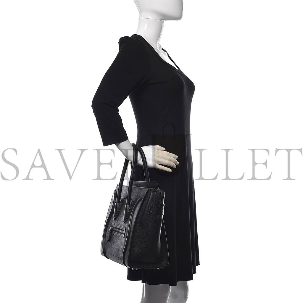 CELINE DRUMMED CALFSKIN MICRO LUGGAGE BLACK (26*26*14cm) CELINE DRUMMED CALFSKIN MICRO LUGGAGE BLACK (26*26*14cm)