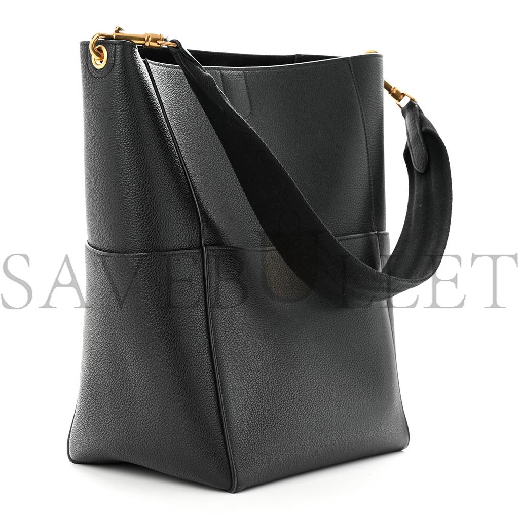 CELINE SOFT GRAINED CALFSKIN SANGLE BUCKET BAG BLACK (33*23*15cm) CELINE SOFT GRAINED CALFSKIN SANGLE BUCKET BAG BLACK (33*23*15cm)