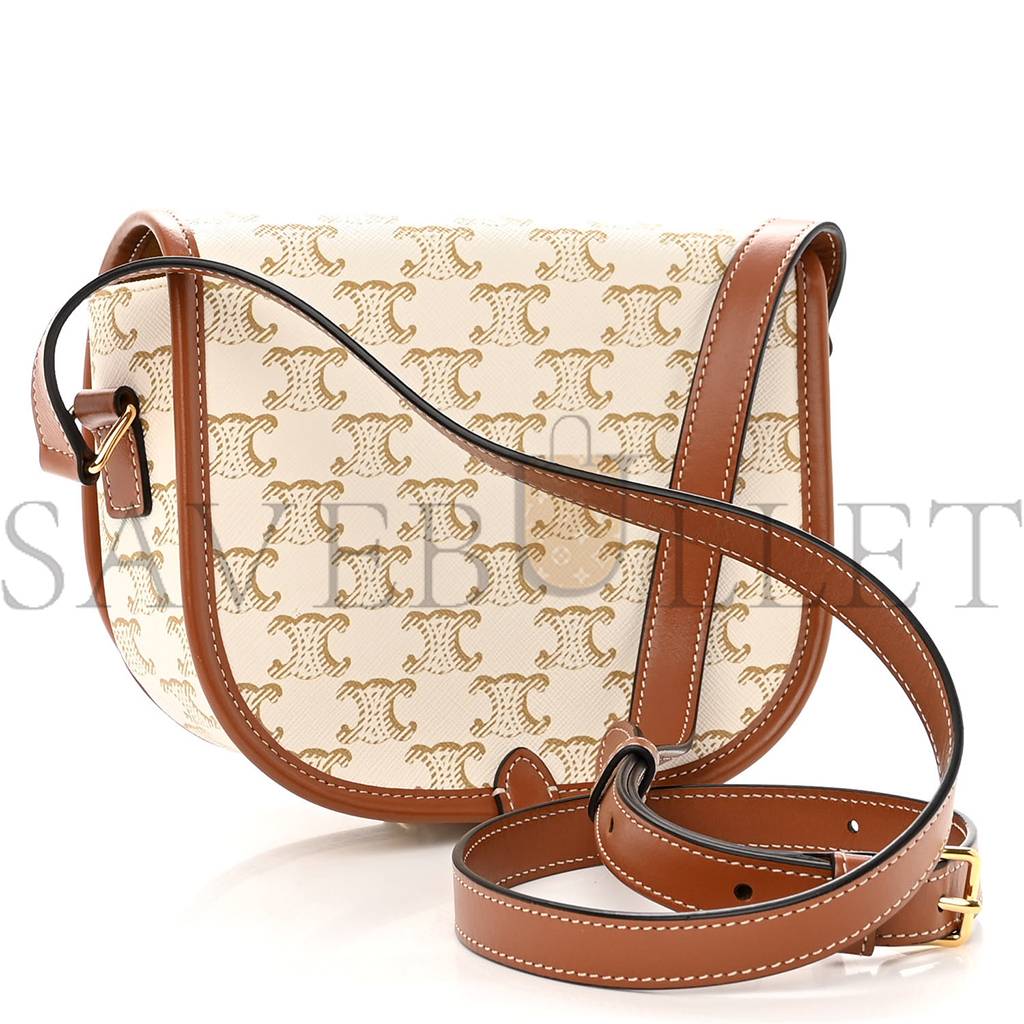 CELINE TRIOMPHE CANVAS MEDIUM FOLCO BAG WHITE (18*15*7cm) CELINE TRIOMPHE CANVAS MEDIUM FOLCO BAG WHITE (18*15*7cm)