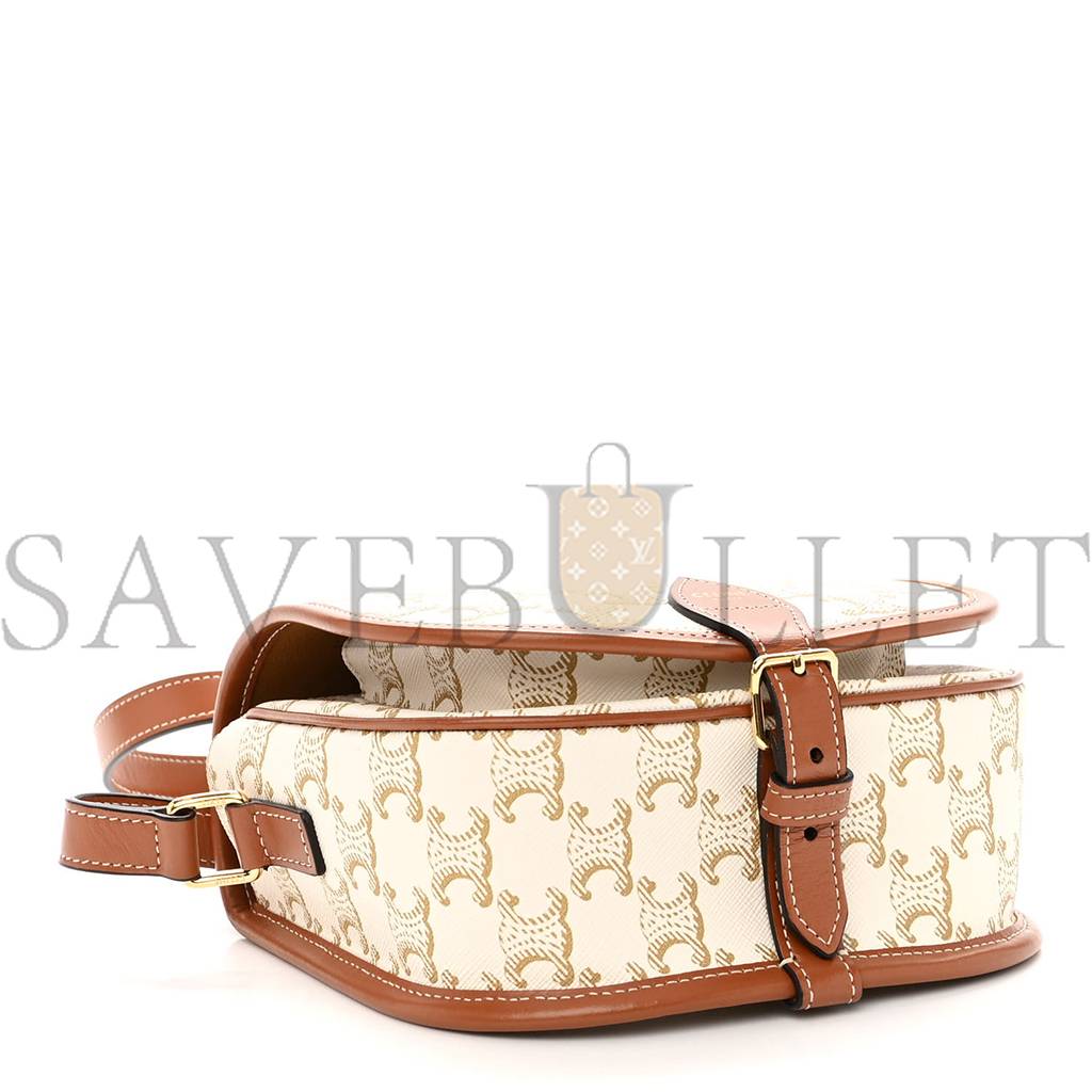 CELINE TRIOMPHE CANVAS MEDIUM FOLCO BAG WHITE (18*15*7cm) CELINE TRIOMPHE CANVAS MEDIUM FOLCO BAG WHITE (18*15*7cm)