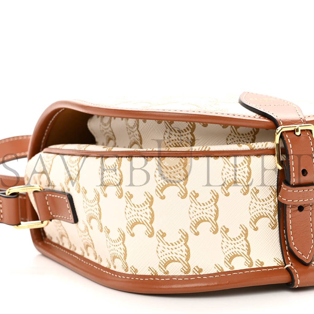 CELINE TRIOMPHE CANVAS MEDIUM FOLCO BAG WHITE (18*15*7cm) CELINE TRIOMPHE CANVAS MEDIUM FOLCO BAG WHITE (18*15*7cm)