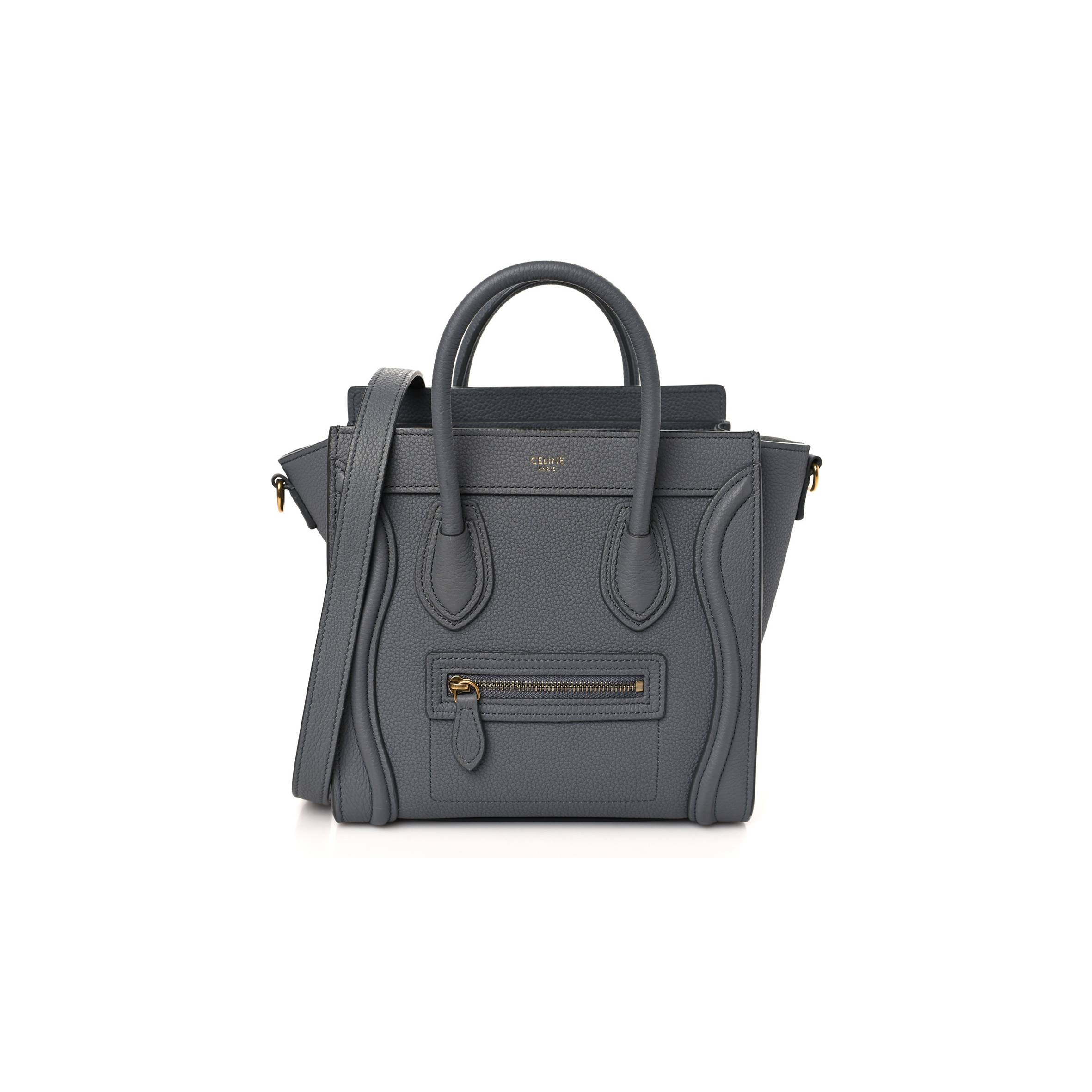 CELINE DRUMMED CALFSKIN NANO LUGGAGE KOHL (20*19*10cm) CELINE DRUMMED CALFSKIN NANO LUGGAGE KOHL (20*19*10cm)
