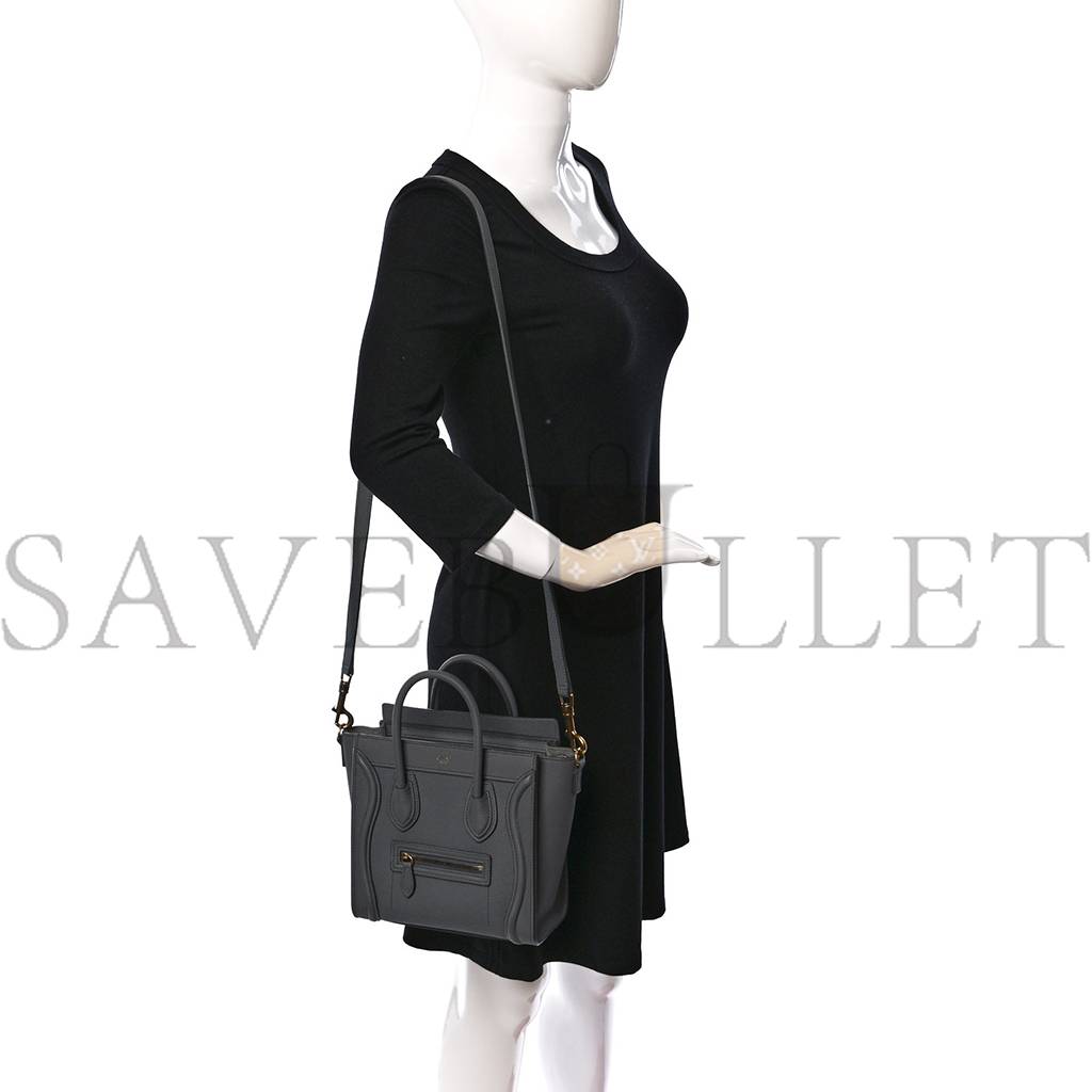 CELINE DRUMMED CALFSKIN NANO LUGGAGE KOHL (20*19*10cm) CELINE DRUMMED CALFSKIN NANO LUGGAGE KOHL (20*19*10cm)