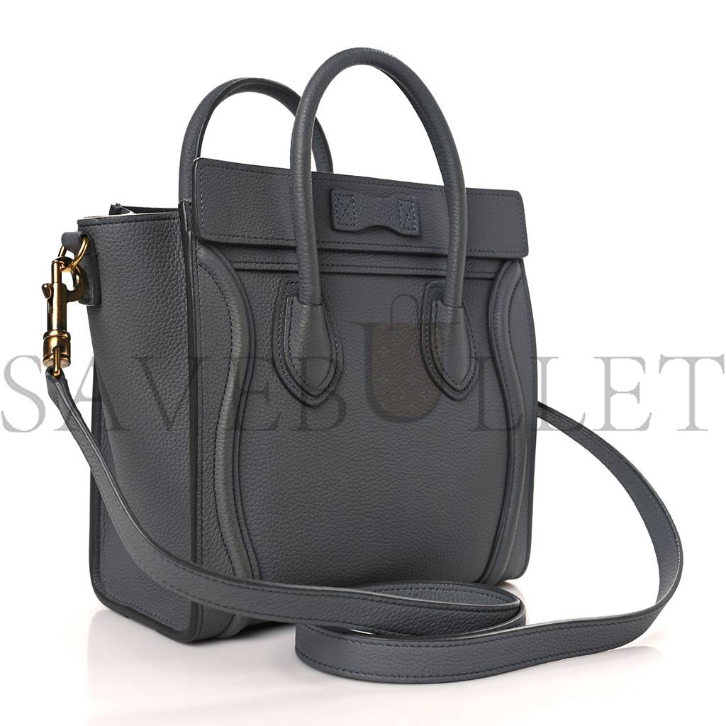 CELINE DRUMMED CALFSKIN NANO LUGGAGE KOHL (20*19*10cm) CELINE DRUMMED CALFSKIN NANO LUGGAGE KOHL (20*19*10cm)