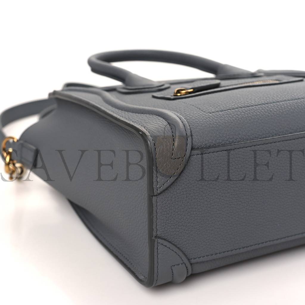 CELINE DRUMMED CALFSKIN NANO LUGGAGE KOHL (20*19*10cm) CELINE DRUMMED CALFSKIN NANO LUGGAGE KOHL (20*19*10cm)