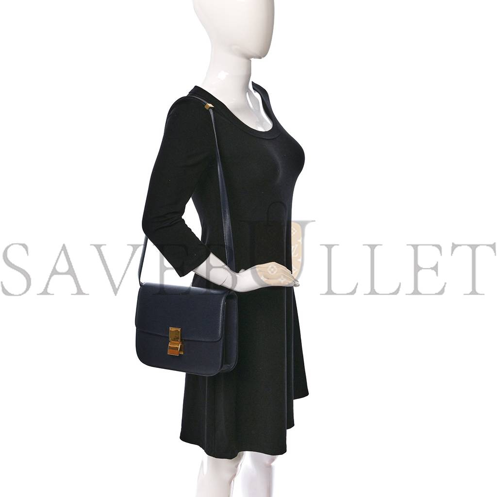CELINE LIEGE CALFSKIN MEDIUM CLASSIC BOX FLAP BAG DARK BLUE (23*18*6cm) CELINE LIEGE CALFSKIN MEDIUM CLASSIC BOX FLAP BAG DARK BLUE (23*18*6cm)