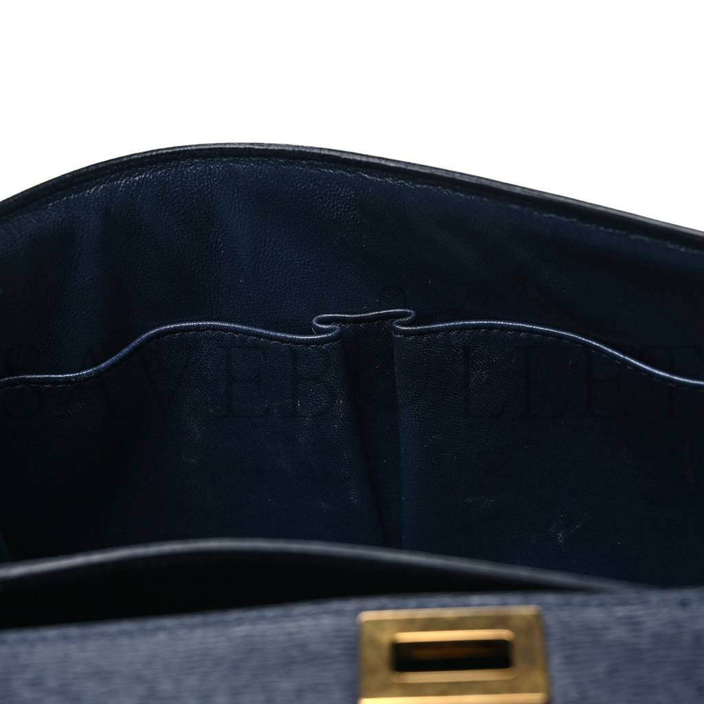 CELINE LIEGE CALFSKIN MEDIUM CLASSIC BOX FLAP BAG DARK BLUE (23*18*6cm) CELINE LIEGE CALFSKIN MEDIUM CLASSIC BOX FLAP BAG DARK BLUE (23*18*6cm)