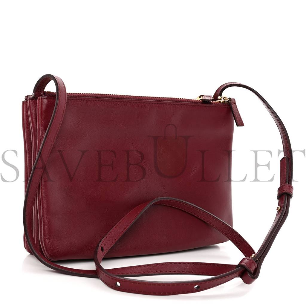 CELINE SMOOTH LAMBSKIN SMALL TRIO CROSSBODY BAG BURGUNDY (22*15*4cm) CELINE SMOOTH LAMBSKIN SMALL TRIO CROSSBODY BAG BURGUNDY (22*15*4cm)
