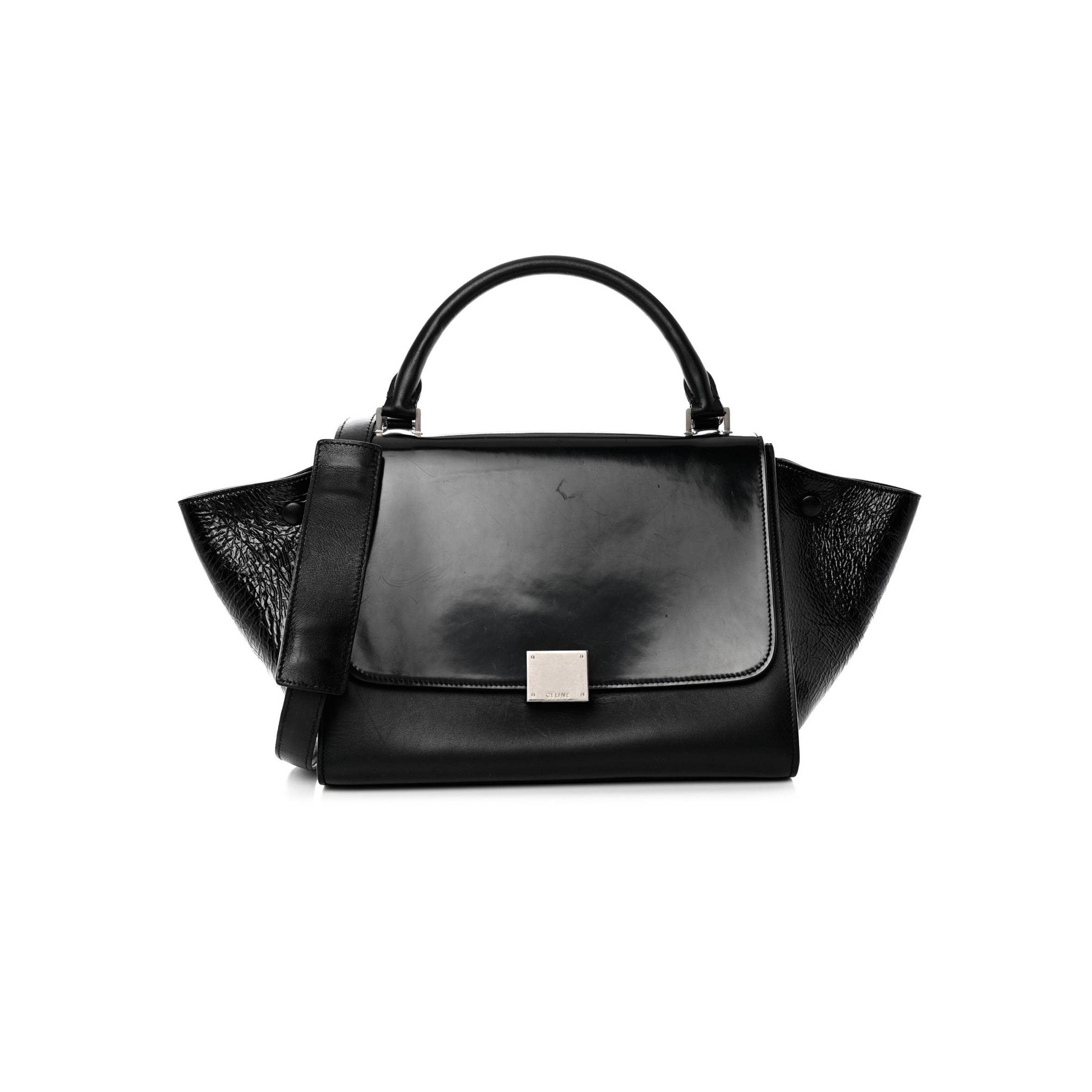 CELINE SHINY GOATSKIN SMALL TRAPEZE BLACK (27*23*17cm) CELINE SHINY GOATSKIN SMALL TRAPEZE BLACK (27*23*17cm)