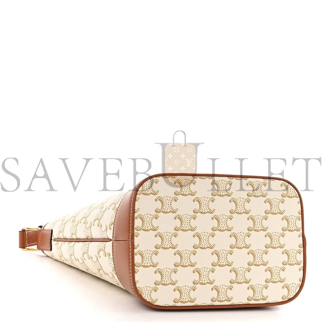 CELINE TRIOMPHE CANVAS CALFSKIN SMALL BUCKET BAG WHITE (22*18*13cm) CELINE TRIOMPHE CANVAS CALFSKIN SMALL BUCKET BAG WHITE (22*18*13cm)