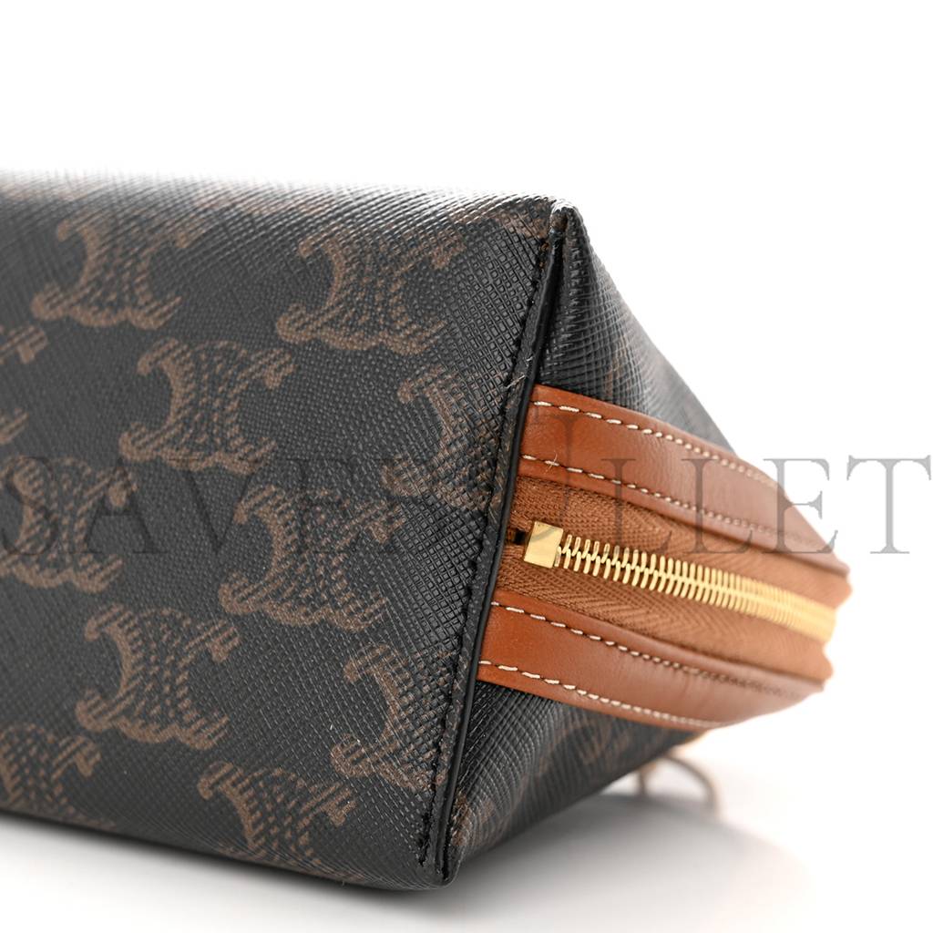 CELINE TRIOMPHE CANVAS CALFSKIN MINI CLUTCH ON CHAIN TAN (17*11*9cm) CELINE TRIOMPHE CANVAS CALFSKIN MINI CLUTCH ON CHAIN TAN (17*11*9cm)