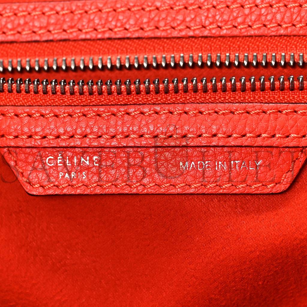 CELINE DRUMMED CALFSKIN MINI LUGGAGE VERMILLION (30*30*18cm)