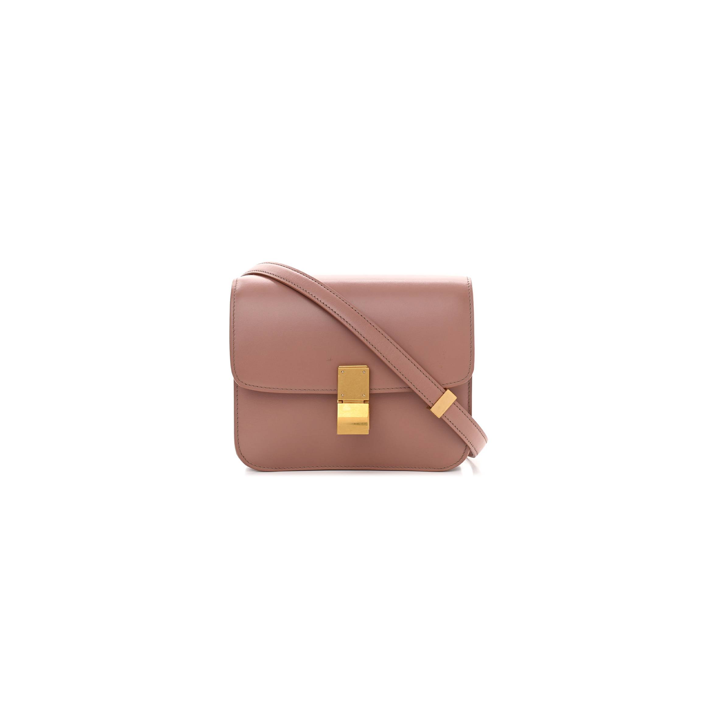 CELINE BOX CALFSKIN TEEN CLASSIC BOX FLAP BAG ANTIQUE ROSE (18*15*6cm) CELINE BOX CALFSKIN TEEN CLASSIC BOX FLAP BAG ANTIQUE ROSE (18*15*6cm)