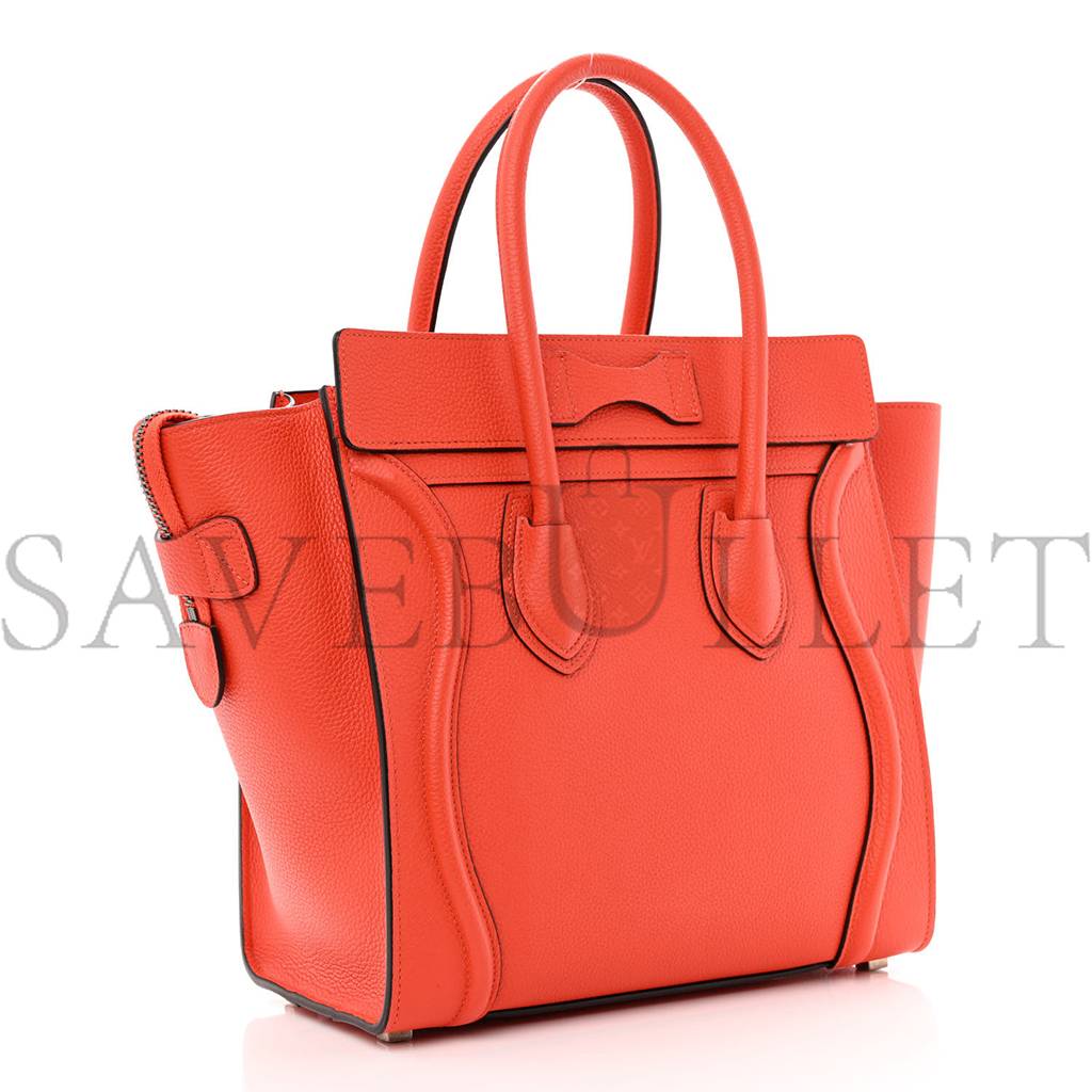 CELINE DRUMMED CALFSKIN MICRO LUGGAGE VERMILLION (27*26*13cm) CELINE DRUMMED CALFSKIN MICRO LUGGAGE VERMILLION (27*26*13cm)