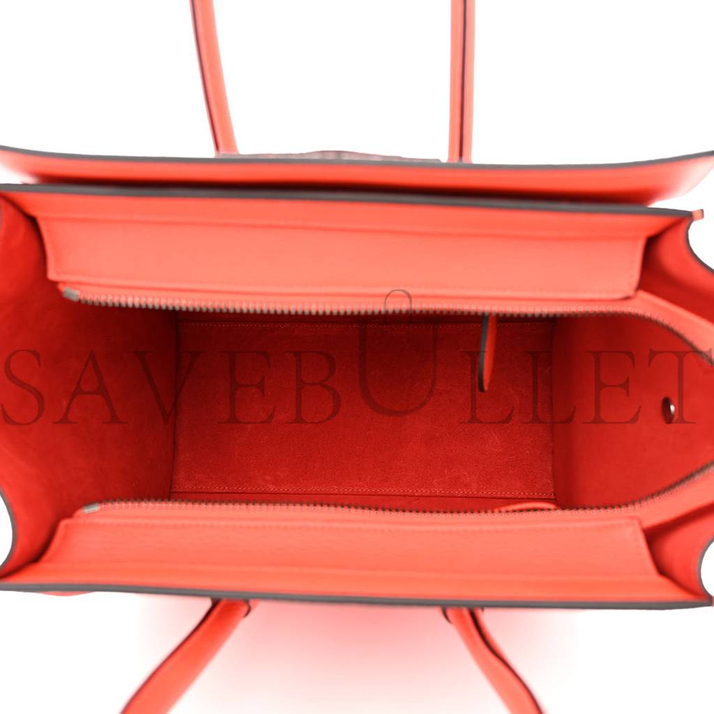 CELINE DRUMMED CALFSKIN MICRO LUGGAGE VERMILLION (27*26*13cm) CELINE DRUMMED CALFSKIN MICRO LUGGAGE VERMILLION (27*26*13cm)