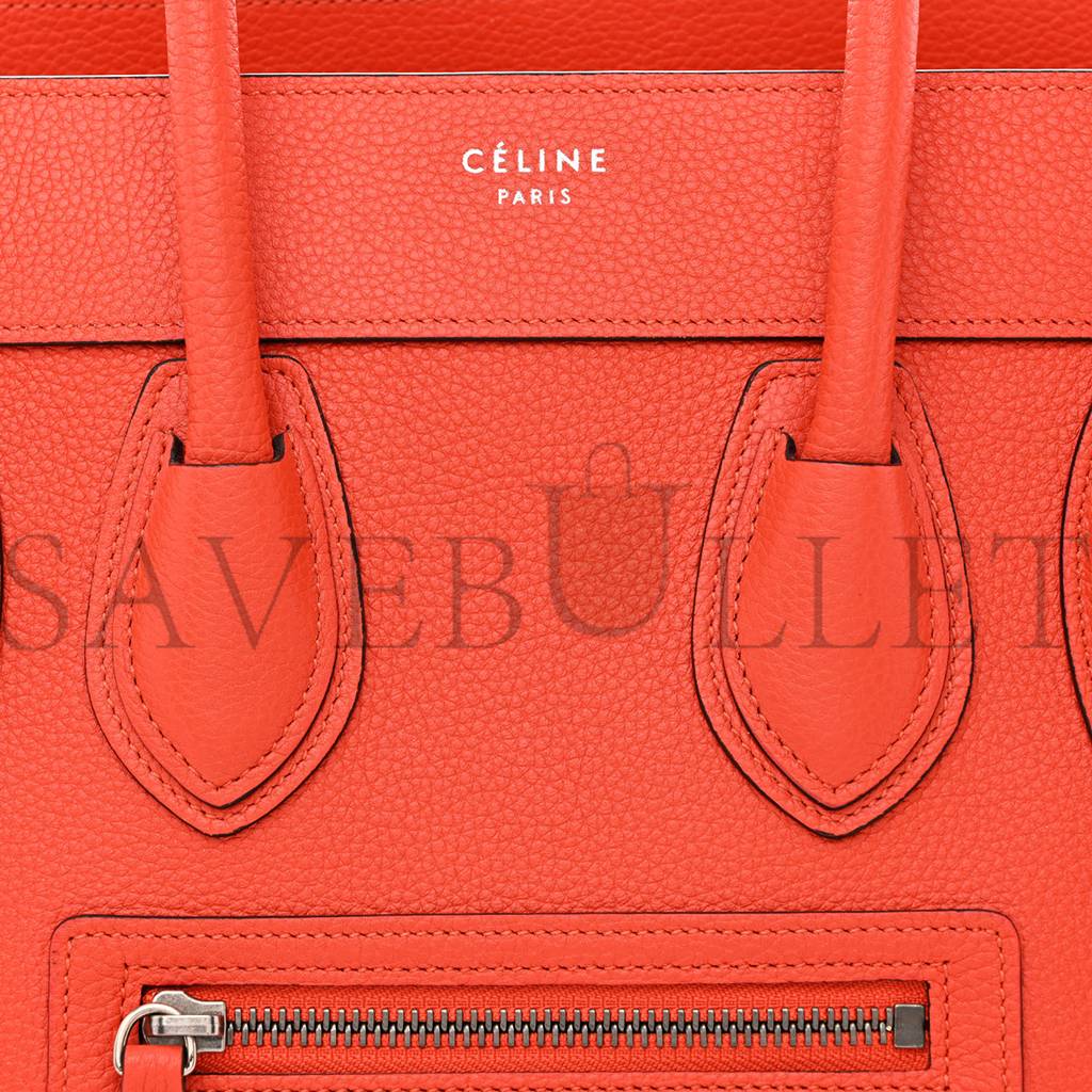 CELINE DRUMMED CALFSKIN MICRO LUGGAGE VERMILLION (27*26*13cm) CELINE DRUMMED CALFSKIN MICRO LUGGAGE VERMILLION (27*26*13cm)