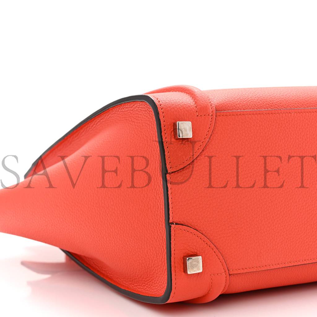 CELINE DRUMMED CALFSKIN MICRO LUGGAGE VERMILLION (27*26*13cm) CELINE DRUMMED CALFSKIN MICRO LUGGAGE VERMILLION (27*26*13cm)