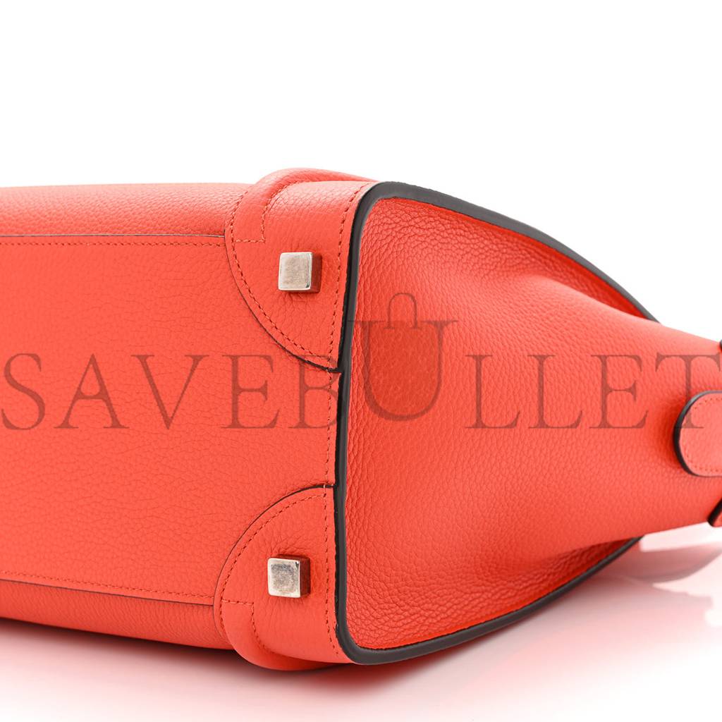 CELINE DRUMMED CALFSKIN MICRO LUGGAGE VERMILLION (27*26*13cm) CELINE DRUMMED CALFSKIN MICRO LUGGAGE VERMILLION (27*26*13cm)
