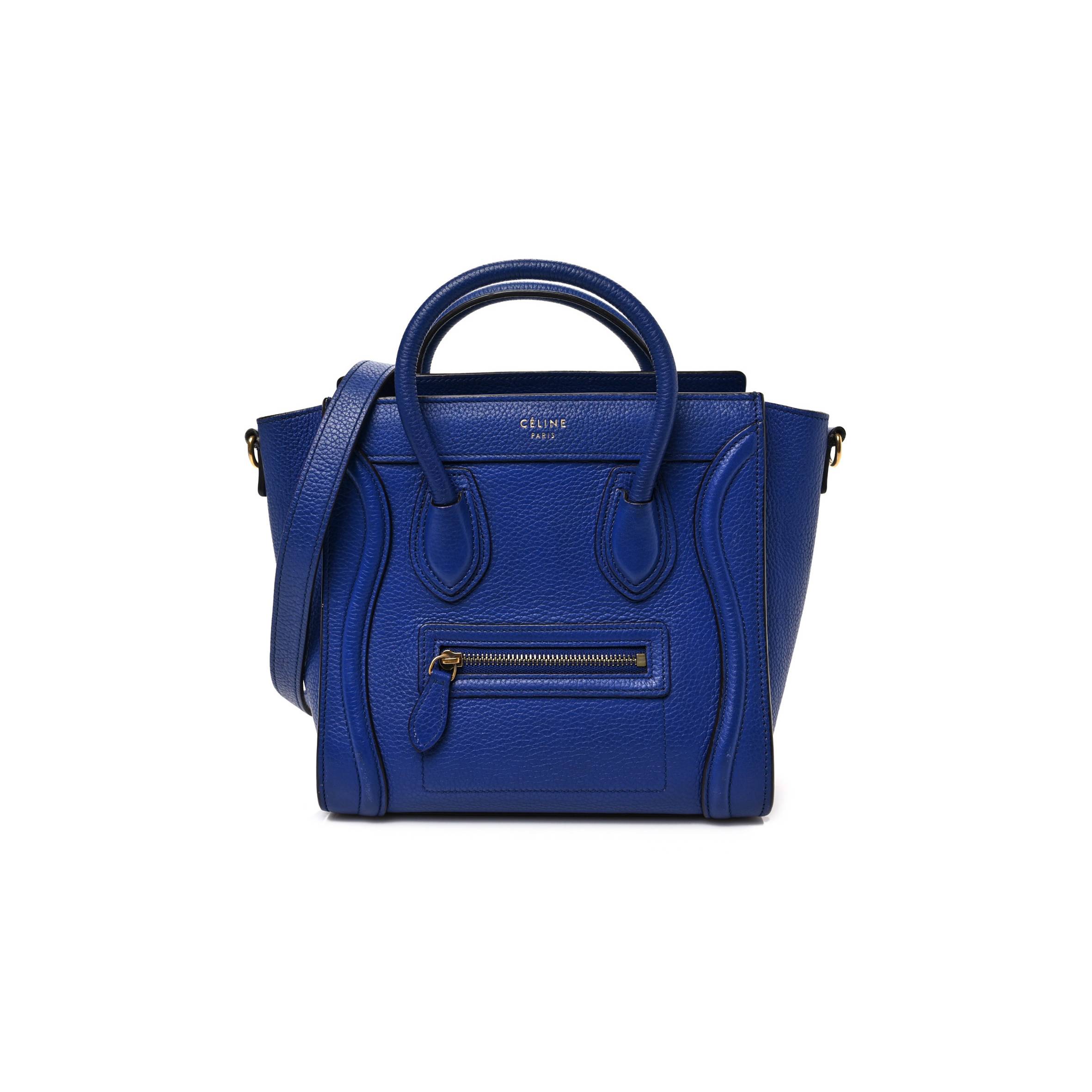 CELINE DRUMMED CALFSKIN NANO LUGGAGE INDIGO (20*19*10cm) CELINE DRUMMED CALFSKIN NANO LUGGAGE INDIGO (20*19*10cm)