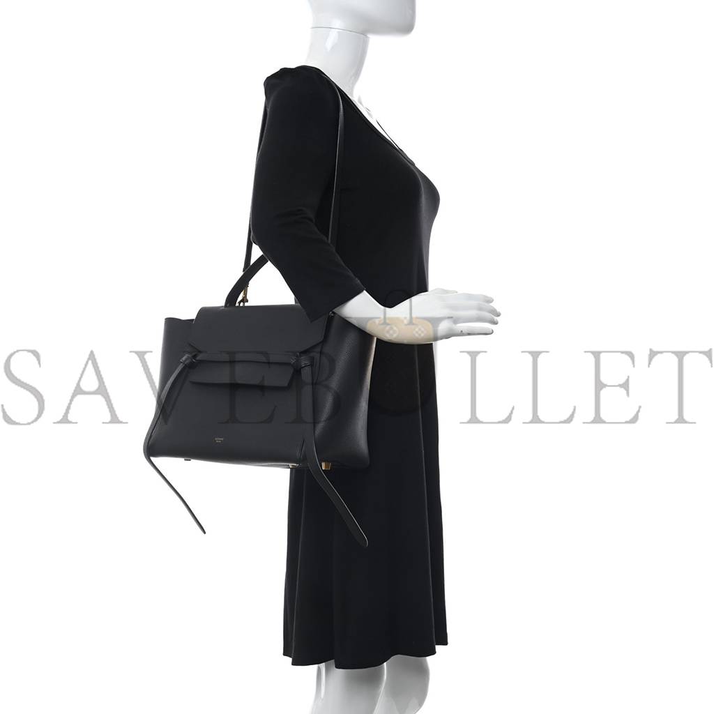 CELINE GRAINED CALFSKIN MINI BELT BAG BLACK (28*24*16cm) CELINE GRAINED CALFSKIN MINI BELT BAG BLACK (28*24*16cm)