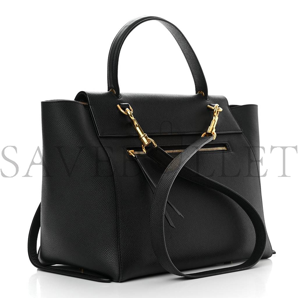 CELINE GRAINED CALFSKIN MINI BELT BAG BLACK (28*24*16cm) CELINE GRAINED CALFSKIN MINI BELT BAG BLACK (28*24*16cm)