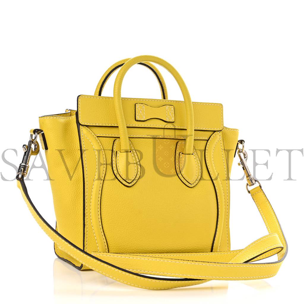 CELINE DRUMMED CALFSKIN NANO LUGGAGE CITRON (20*20*10cm) CELINE DRUMMED CALFSKIN NANO LUGGAGE CITRON (20*20*10cm)