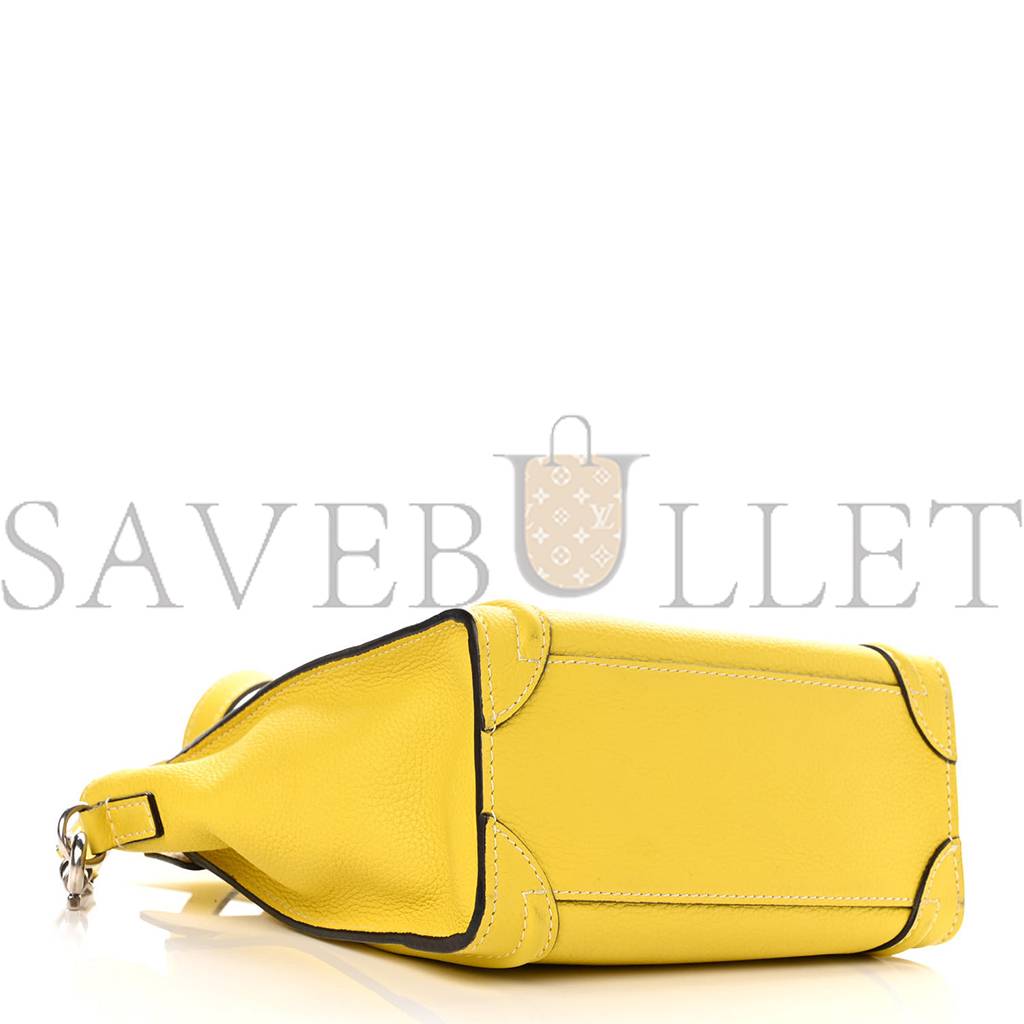 CELINE DRUMMED CALFSKIN NANO LUGGAGE CITRON (20*20*10cm) CELINE DRUMMED CALFSKIN NANO LUGGAGE CITRON (20*20*10cm)
