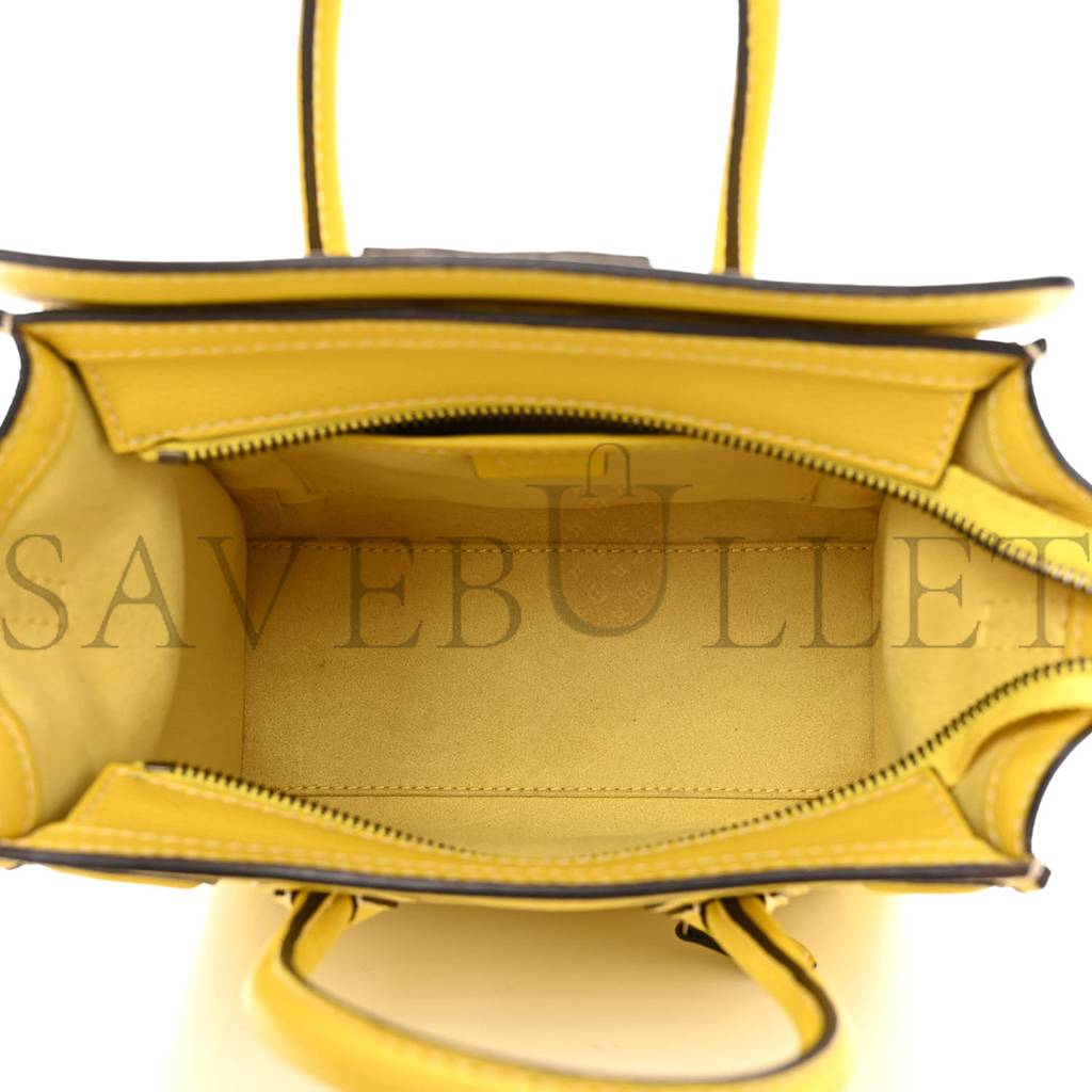 CELINE DRUMMED CALFSKIN NANO LUGGAGE CITRON (20*20*10cm) CELINE DRUMMED CALFSKIN NANO LUGGAGE CITRON (20*20*10cm)