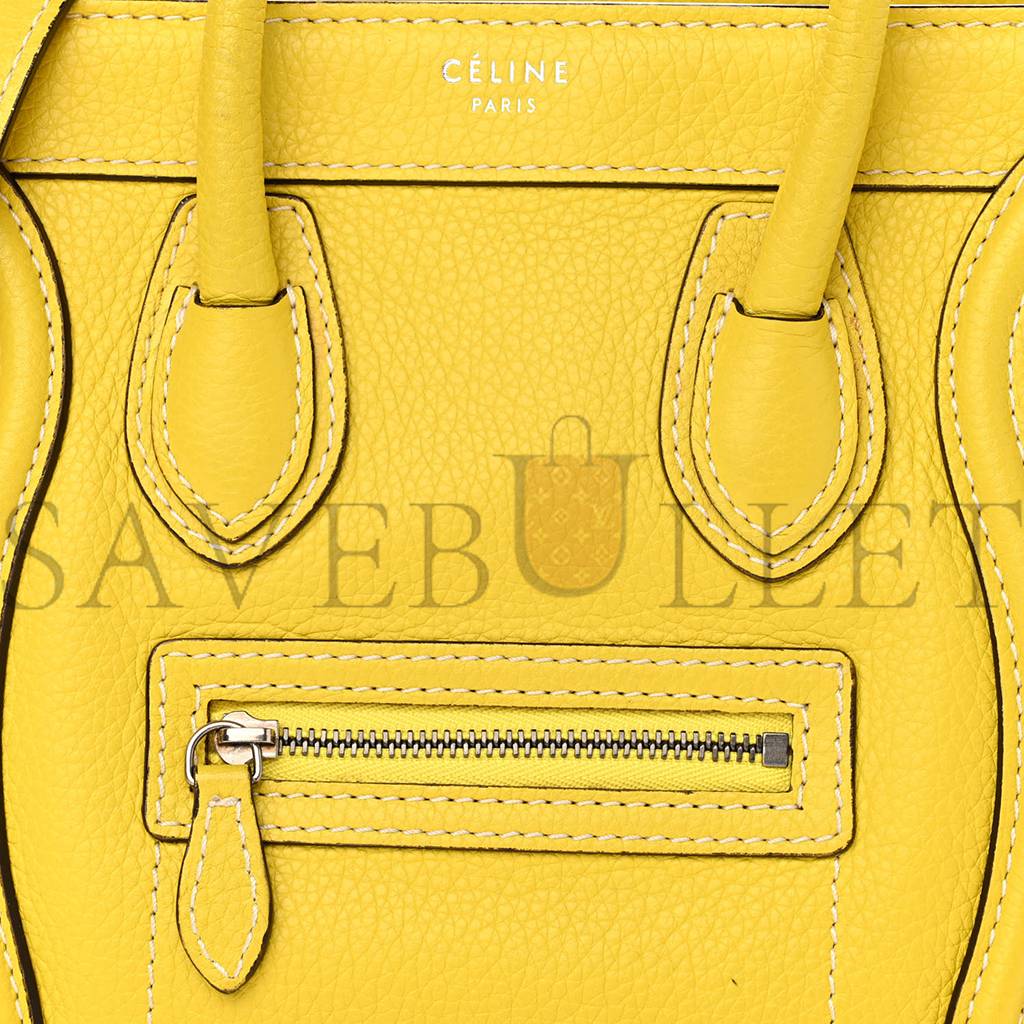 CELINE DRUMMED CALFSKIN NANO LUGGAGE CITRON (20*20*10cm) CELINE DRUMMED CALFSKIN NANO LUGGAGE CITRON (20*20*10cm)