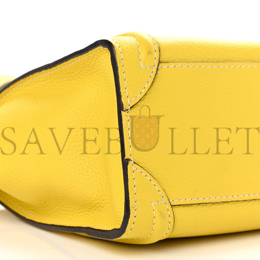 CELINE DRUMMED CALFSKIN NANO LUGGAGE CITRON (20*20*10cm) CELINE DRUMMED CALFSKIN NANO LUGGAGE CITRON (20*20*10cm)