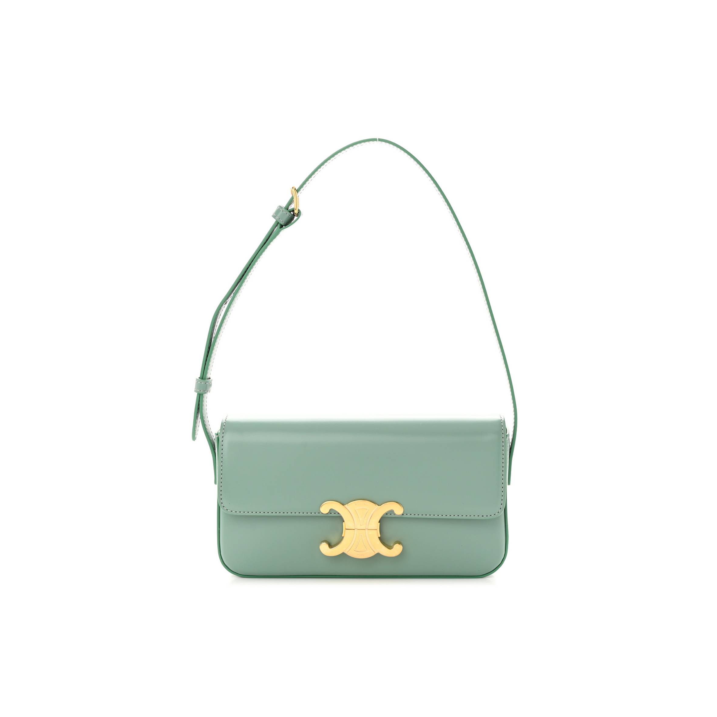 CELINE SHINY CALFSKIN TRIOMPHE SHOULDER BAG CELADON (20*12*4cm) CELINE SHINY CALFSKIN TRIOMPHE SHOULDER BAG CELADON (20*12*4cm)