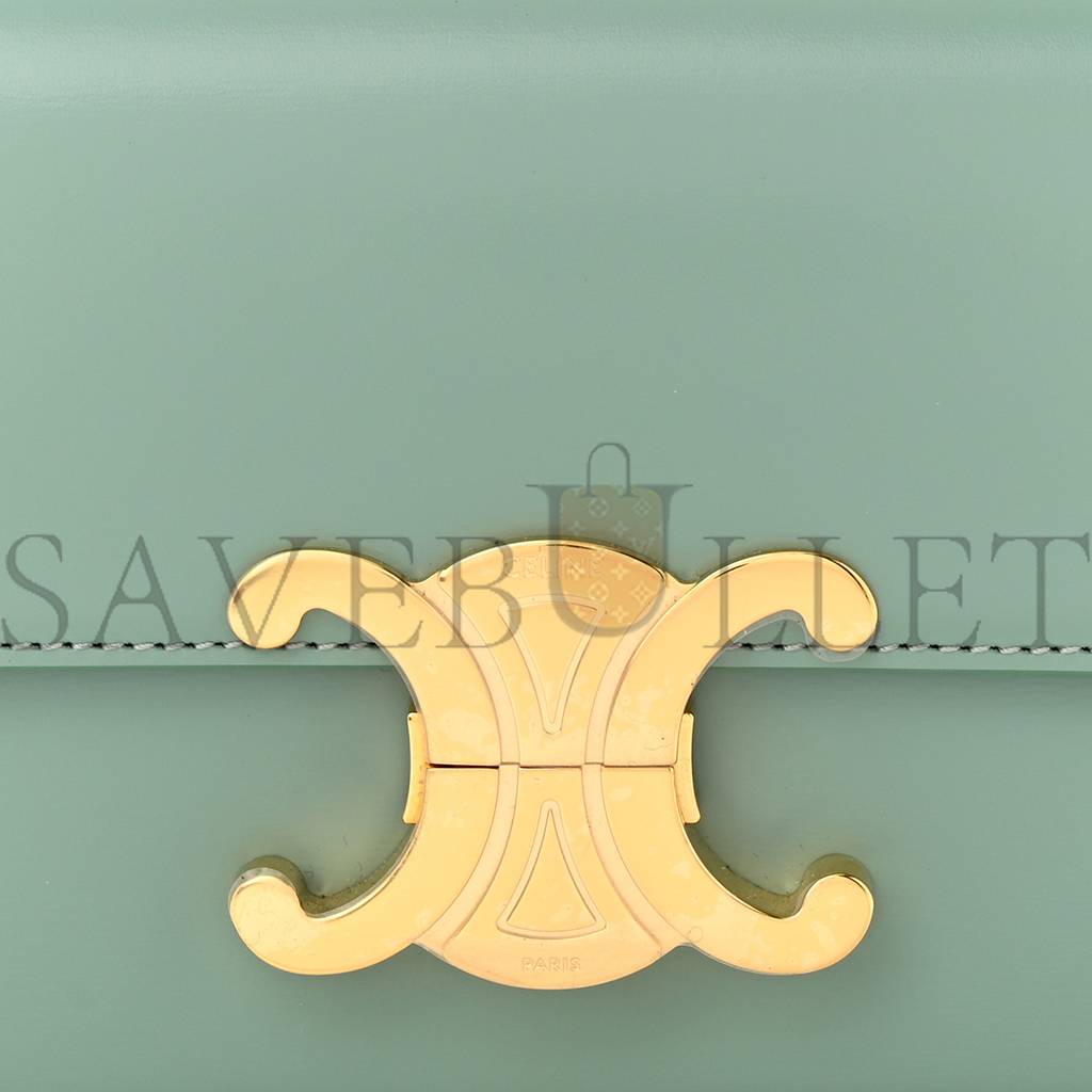 CELINE SHINY CALFSKIN TRIOMPHE SHOULDER BAG CELADON (20*12*4cm) CELINE SHINY CALFSKIN TRIOMPHE SHOULDER BAG CELADON (20*12*4cm)